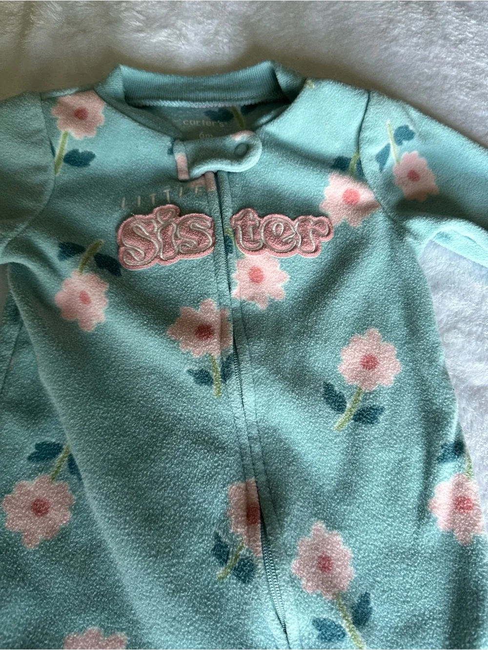 Carter's Mint Green Floral Footed One-Piece